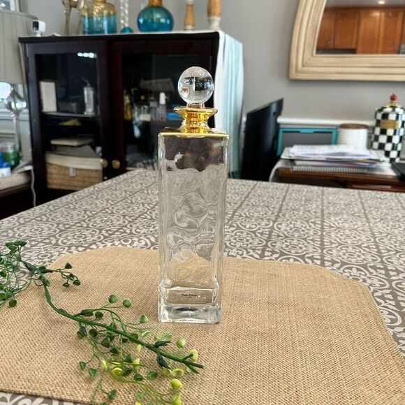 Mette Ditmer Denmark Glass and Gold trim Decanter Carafe 10” With Cover Vintage - Picture 1 of 10